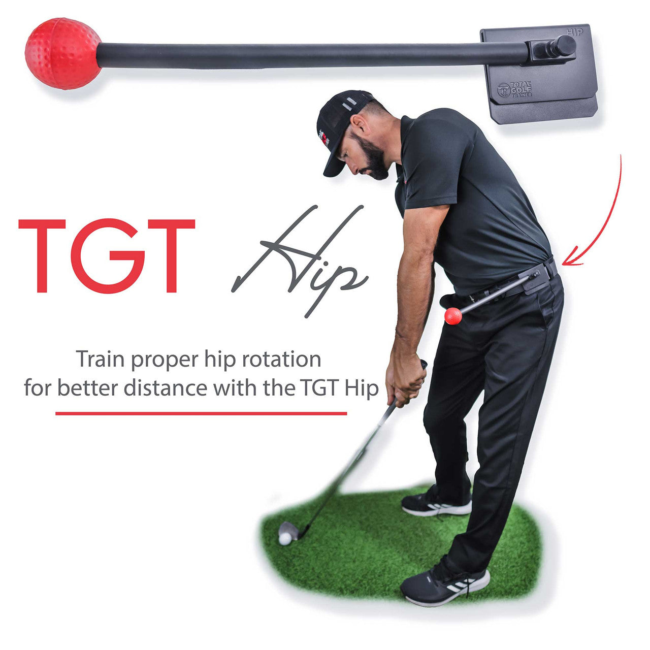 The Total Golf Trainer - Hip is a simple device that provides visual and tactical feedback ensuring that your hips are in the proper position (with the proper sequencing of events) throughout the golf swing. Golf Training Device
